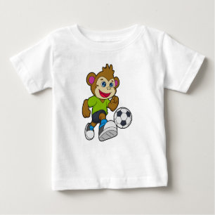 T-shirt Pour Bébé Singe comme joueur de football avec Soccer