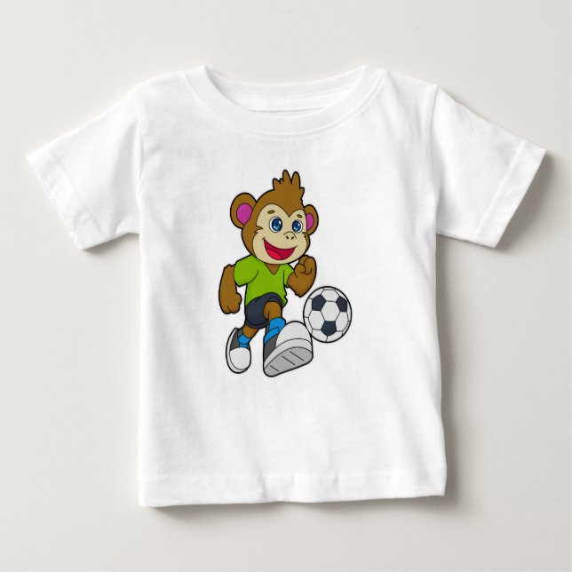 T-shirt Pour Bébé Singe comme joueur de football avec Soccer (Devant)