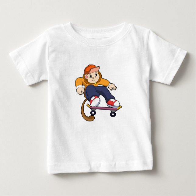 T-shirt Pour Bébé Singe comme patineur avec skateboard (Devant)