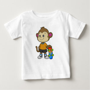 T-shirt Pour Bébé Singe comme patineur avec skateboard