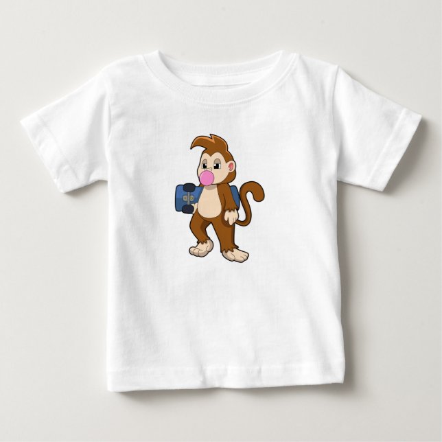 T-shirt Pour Bébé Singe comme patineur avec skateboard (Devant)