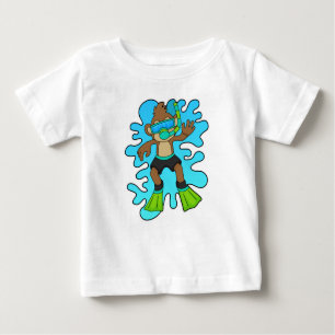 T-shirt Pour Bébé Singe comme plongeur avec tuba