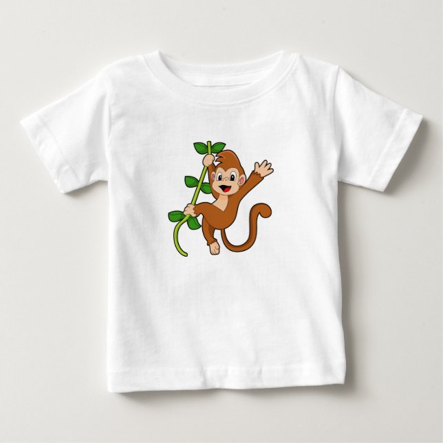 T-shirt Pour Bébé Singe dans la jungle (Devant)