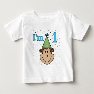 T-shirt Pour Bébé Singe dans le Casquette du Parti 1er Anniversaire