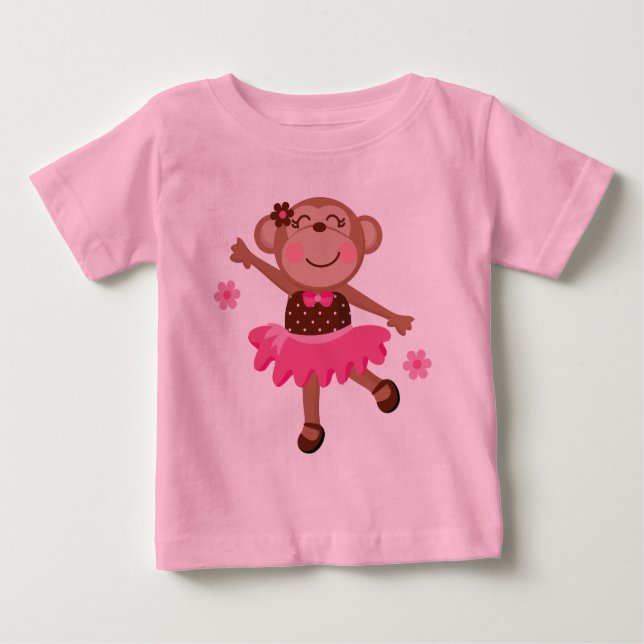 T-shirt Pour Bébé Singe de ballet mignon (Devant)