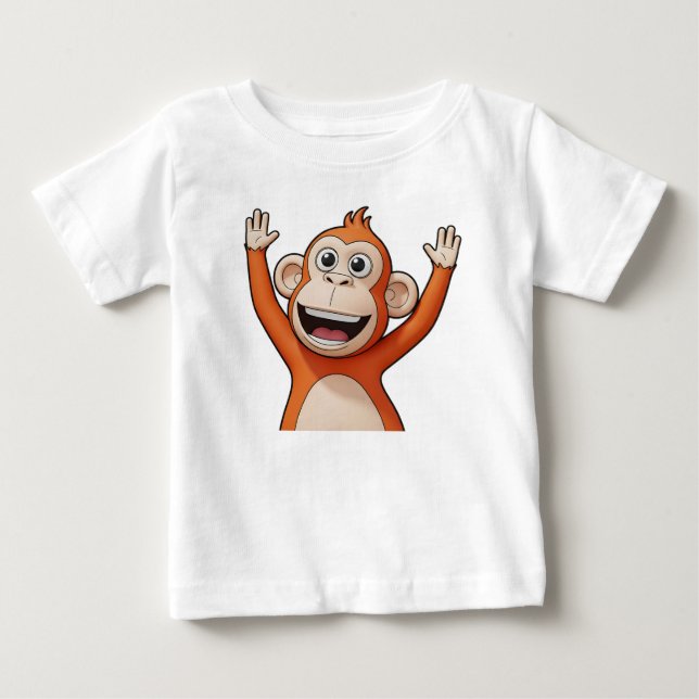 T-shirt Pour Bébé Singe de dessin animé orange joyeux  (Devant)