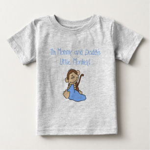 T-shirt Pour Bébé Singe de maman et papa -Chemises et cadeaux bleus