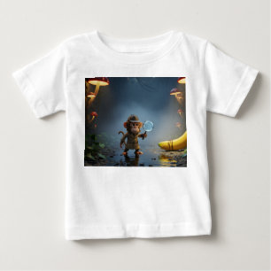 T-shirt Pour Bébé Singe détective enquêtant sur le mystère de la ban