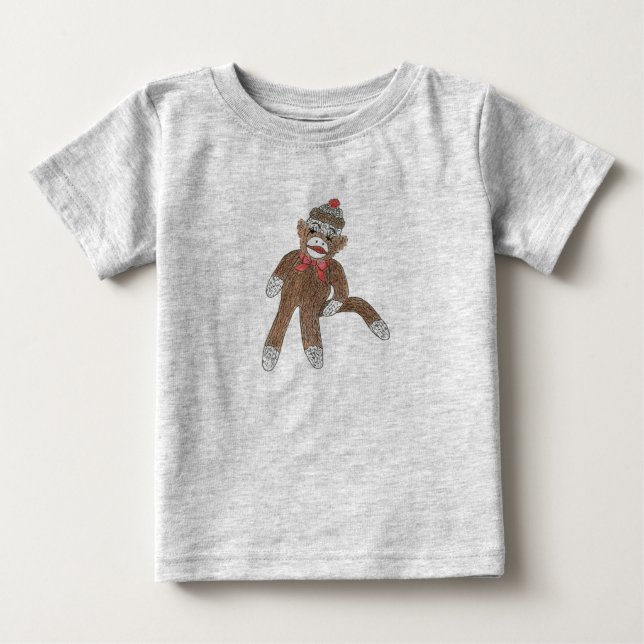 T-shirt Pour Bébé Singe en chaussette (Devant)