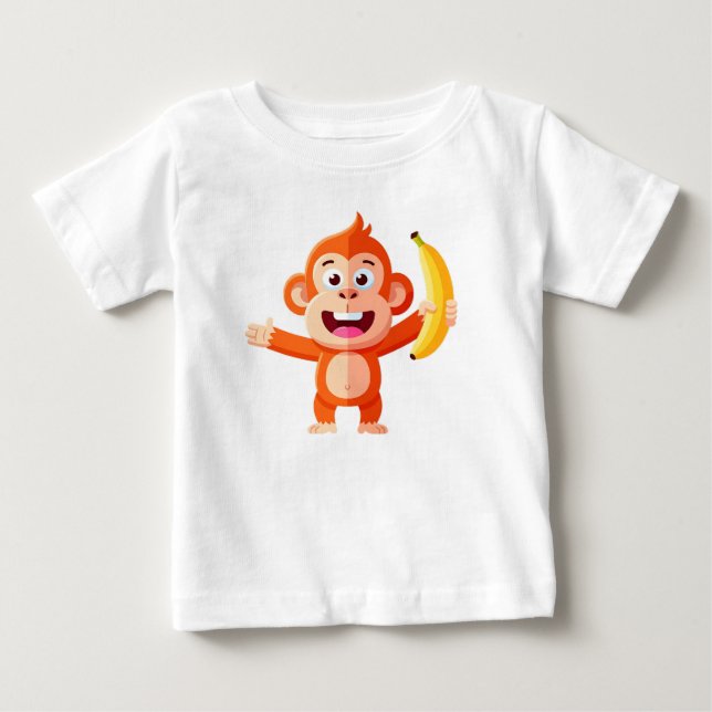 T-shirt Pour Bébé Singe heureux petit avec banane (Devant)