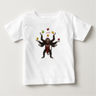 T-shirt Pour Bébé Singe multi-bras stressé jonglant des fruits en cl