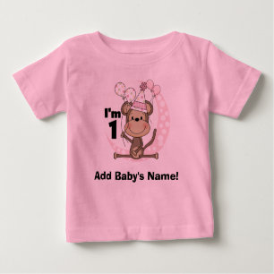 T-shirt Pour Bébé Singe personnalisé de fille dans anniversaire de