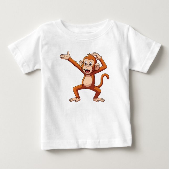 T-shirt Pour Bébé Singe présentant et se grattant la tête (Devant)