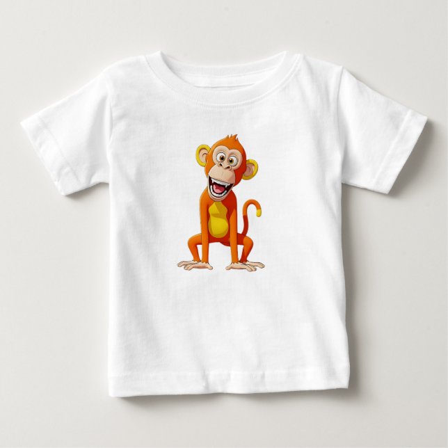 T-shirt Pour Bébé Singe riant sur fond blanc (Devant)