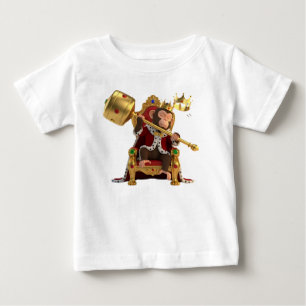 T-shirt Pour Bébé Singe roi drôle dormant sur un trône royal doré