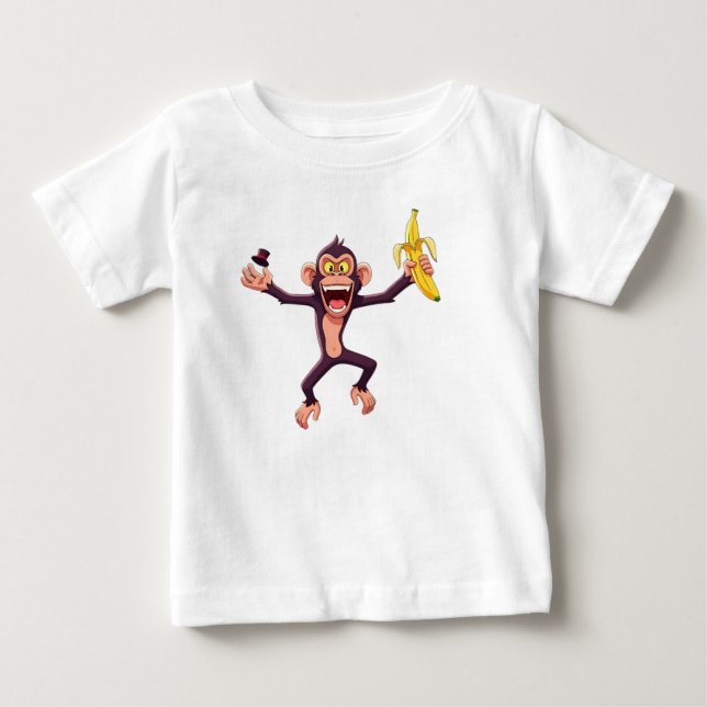 T-shirt Pour Bébé Singe tenant une banane  (Devant)
