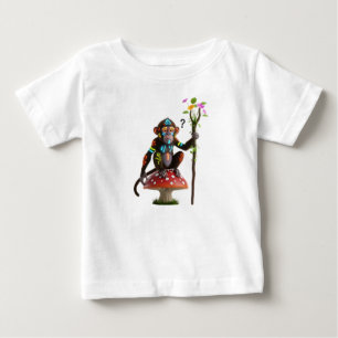 T-shirt Pour Bébé Singe tribal fantastique assis sur un champignon m