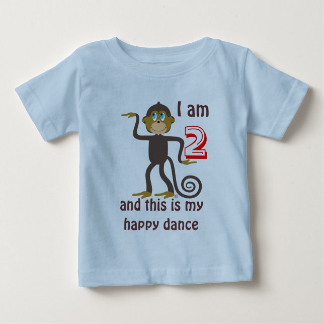 T-shirt Pour Bébé Singes dansants, 2e anniversaire, personnalisation (Devant)