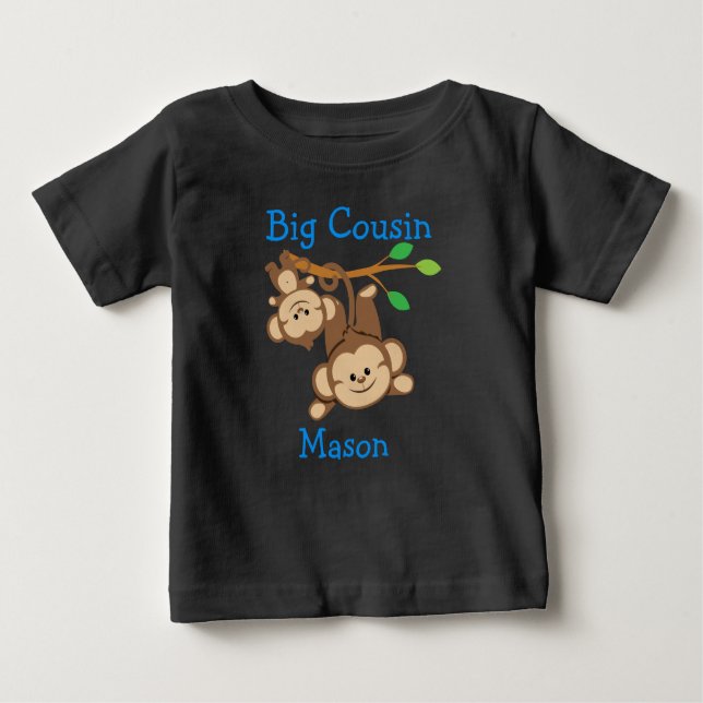 T-shirt Pour Bébé Singes Garçons Personnalisés Big Cousin (Devant)