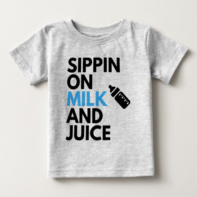 T-shirt Pour Bébé Sippin on Milk & Juice|Cute Baby Boy thème Hip hop (Devant)