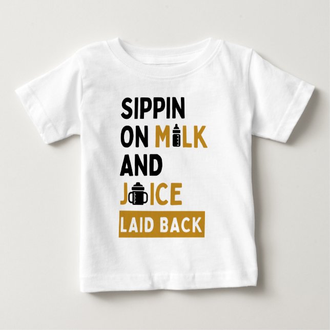 T-shirt Pour Bébé Sippin sur Milk & Juice Hip hop fête d'anniversair (Devant)