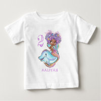 Sirène Brown avec T-shirt bébé d'anniversaire daup