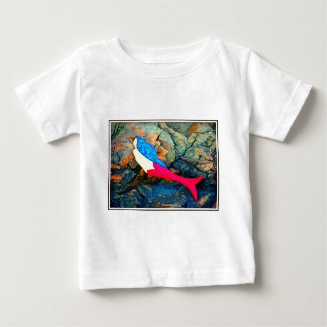 T-shirt Pour Bébé sirène rouge et bleue (Devant)