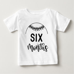 T-shirt Pour Bébé Six Mois de baseball Baby Milestone -