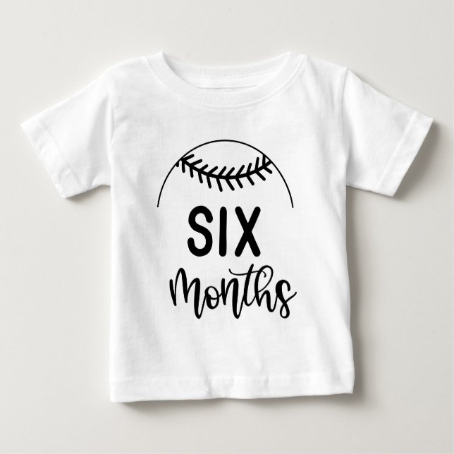 T-shirt Pour Bébé Six Mois de baseball Baby Milestone - (Devant)
