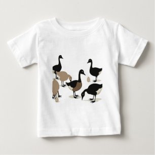 T-shirt Pour Bébé Six oies en train de pondre découpage rétro milieu
