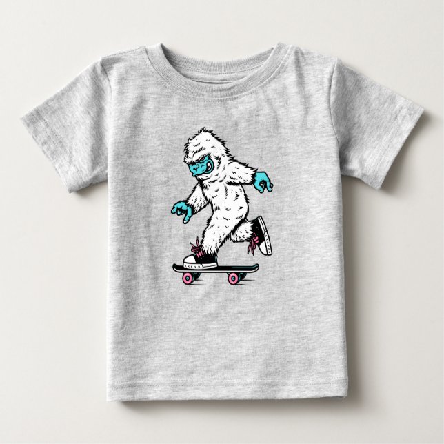 T-shirt Pour Bébé Skateboard Bigfoot Sasquatch animal sauvage (Devant)