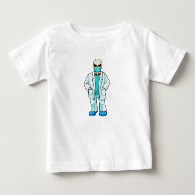 T-shirt Pour Bébé Skeleton comme docteur avec masque visage (Devant)