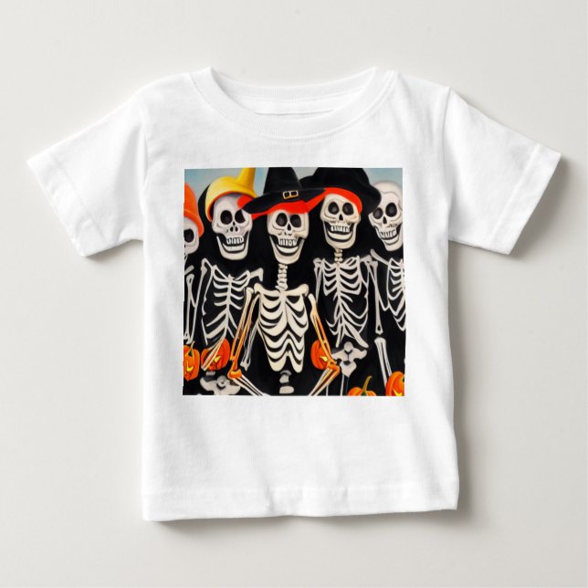 T-shirt Pour Bébé Skeletons d'Halloween (Devant)
