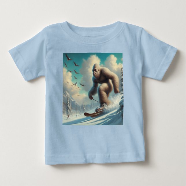 T-shirt Pour Bébé Ski Bigfoot (Devant)