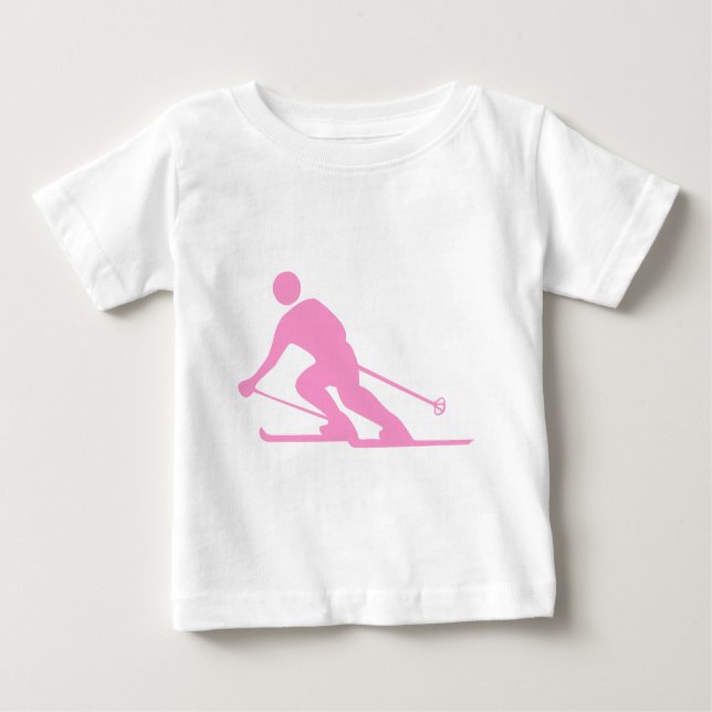 T-shirt Pour Bébé Ski - Rose (Devant)