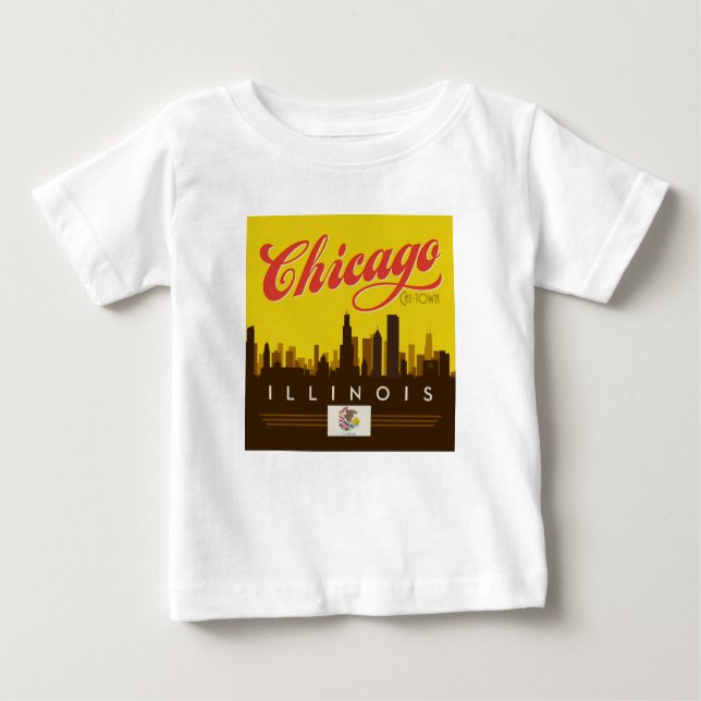 T-shirt Pour Bébé Skyline de l'Illinois (Devant)