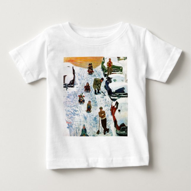 T-shirt Pour Bébé Sledding et creuser (Devant)