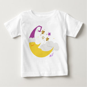 T-shirt Pour Bébé Sleepy Moon violet Casquette & Gold Stars