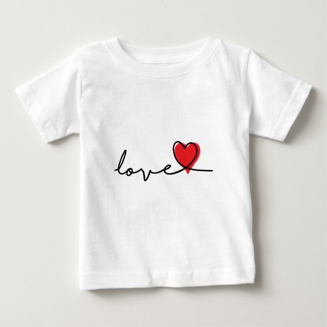 T-shirt Pour Bébé Slogan Love. Des coeurs. Jour de Saint-Valentin. (Devant)