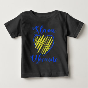 T-shirt Pour Bébé Slogan Slava La gloire ukrainienne au coeur de l'U