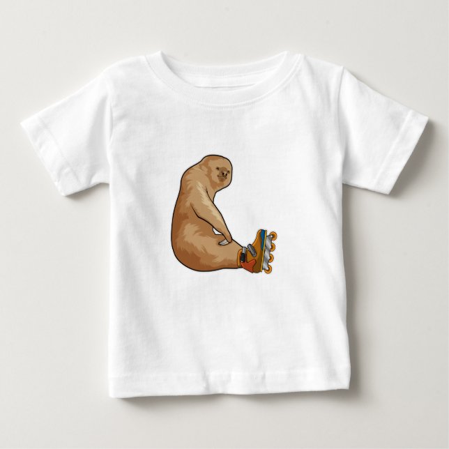 T-shirt Pour Bébé Sloth as Patinage en ligne avec Patins en ligne (Devant)