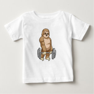 T-shirt Pour Bébé Sloth au Bodybuilding avec Barbell
