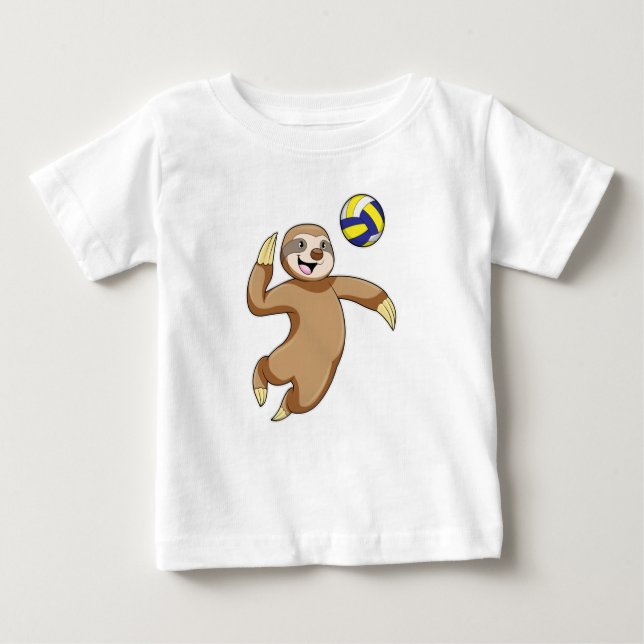 T-shirt Pour Bébé Sloth comme joueur de volleyball avec volleyball (Devant)