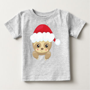 T-shirt Pour Bébé Sloth de Noël, Jolie Sloth, Santa Hat, Noël