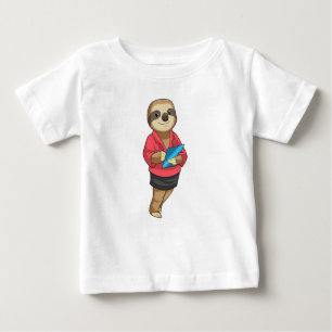 T-shirt Pour Bébé Sloth en tant que secrétaire avec Bloc-notes