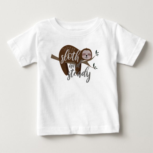 T-shirt Pour Bébé Sloth et Steady (Devant)