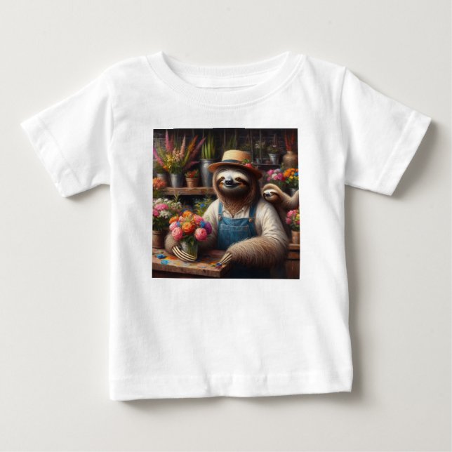 T-shirt Pour Bébé Sloth Florist (Devant)