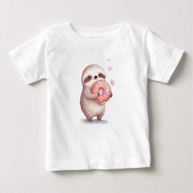 T-shirt Pour Bébé Sloth Loves Donut (Devant)