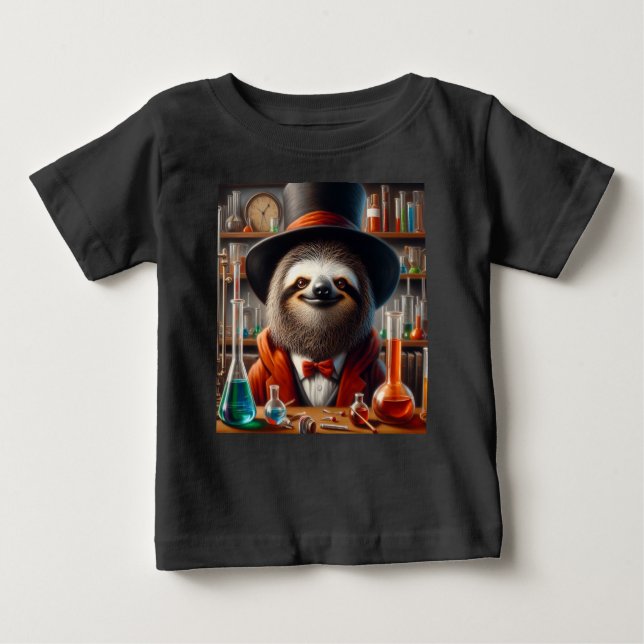 T-shirt Pour Bébé Sloth Mad Scientifique (Devant)