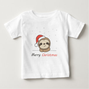 T-shirt Pour Bébé Sloth Noël Neige Hiver Animaux Fentes